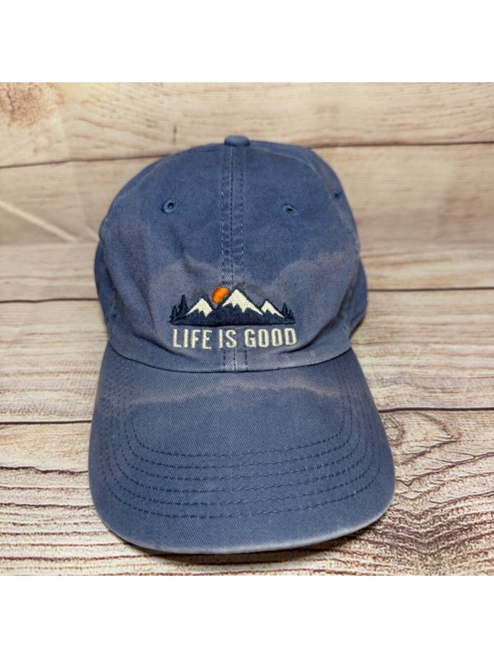 Life is Good Chill Cap LIG Mountains One Size Cap Hat Strap Back Baseball Blue
